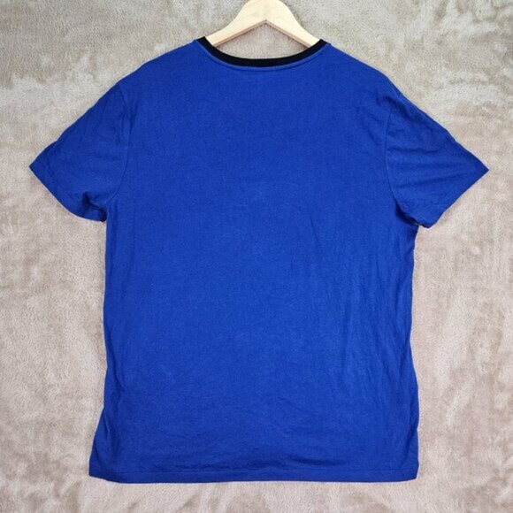 Polo Ralph Lauren Big Pony Spellout Logo T-Shirt Blue White Colorblock Mens Sz L - Picture 2 of 10
